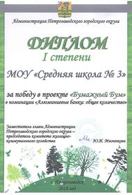 Проект «Бумажный бум». I степень