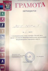 Грамота «Легкий мяч». Петрозаводск