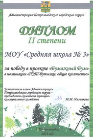 Проект «Бумажный бум». II степень
